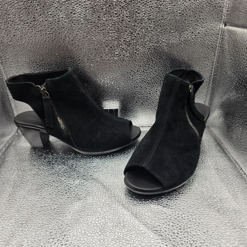 Munro American Suede Leather Slingback Sandals Open Toe Block Heel Sz 6.5W‎ USA
